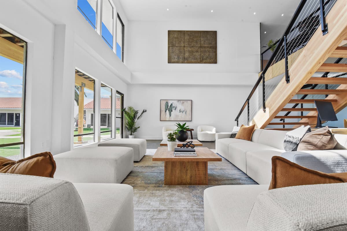 The double-height lounge, our main event space